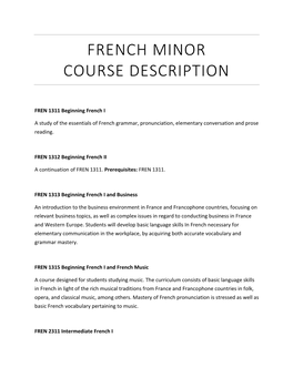 French Minor Course Description