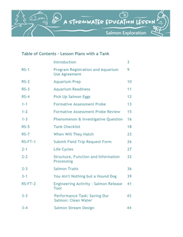 Table of Contents - Lesson Plans with a Tank