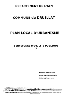 COMMUNE De DRUILLAT PLAN LOCAL D'urbanisme