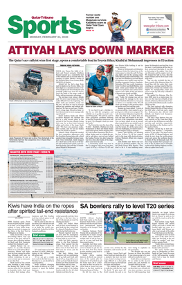 Attiyah Lays Down Marker the Qatar’S Ace Rallyist Wins First Stage, Opens a Comfortable Lead in Toyota Hilux; Khalid Al Mohannadi Impresses in T3 Action