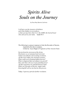 Spirits Alive Souls on the Journey