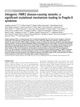 Intragenic FMR1 Disease-Causing Variants: a Significant Mutational