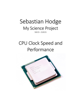 Sebastian Hodge My Science Project 9/6/15 – 25/6/15