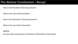 The Weimar Constitution – Recap!