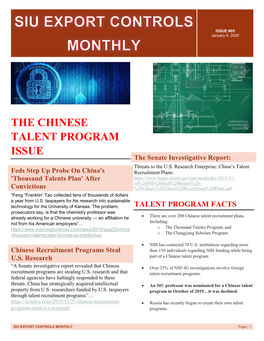 The Chinese Talent Program Issue