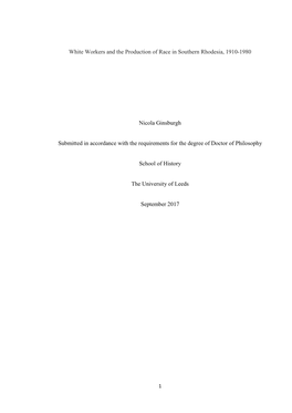 White Workers and the Production of Race in Southern Rhodesia, 1910-1980