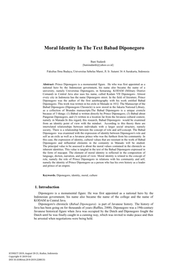 Moral Identity in the Text Babad Diponegoro