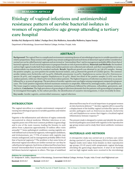 Etiology of Vaginal Infections and Antimicrobial Resistance Pattern Of