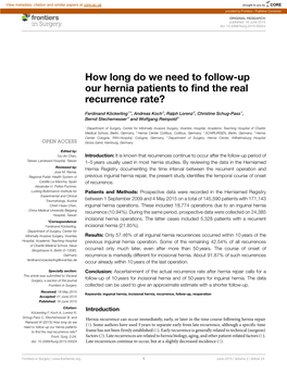 How Long Do We Need to Follow-Up Our Hernia Patients to Find the Real Recurrence Rate?