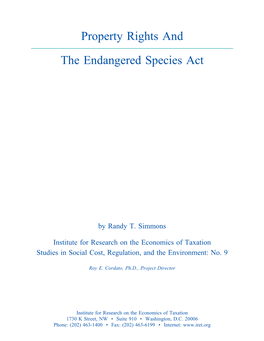 Property Rights and the Endangered Species Act