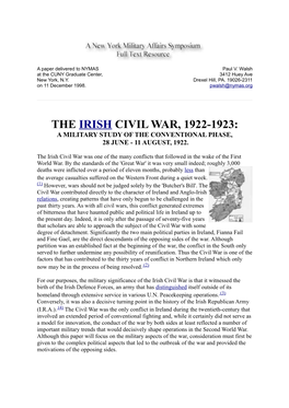 The Irish Civil War, 1922-1923: a Military Study of the Conventional Phase, 28 June - 11 August, 1922
