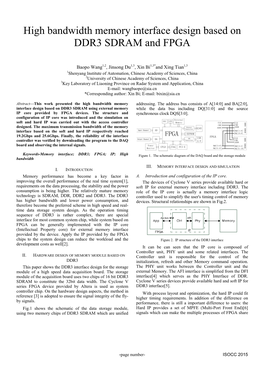 High Bandwidth Memory Interface Design Based on DDR3 SDRAM and FPGA