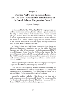 Opening NATO and Engaging Russia 57