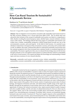 How Can Rural Tourism Be Sustainable? a Systematic Review