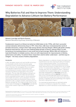 Understanding Degradation to Advance Lithium-Ion Battery Performance