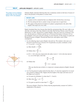 Johannes Kepler Stated the Following Three Laws of Planetary Motion On