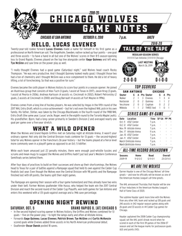 Chicago Wolves Game Notes CHICAGO at SAN ANTONIO OCTOBER 11, 2019 7 P.M