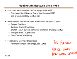 Pipeline Architecture Since 1985