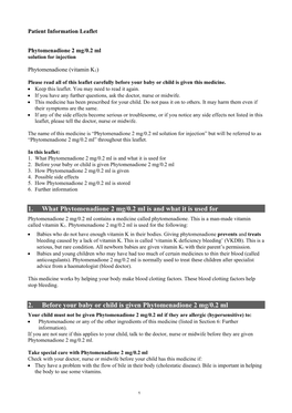 Phytomenadione 2 Mg/0.2 Ml Solution for Injection