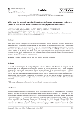 Molecular Phylogenetic Relationships of the Liolaemus Rothi Complex and a New Species of Lizard from Auca Mahuida Volcano (Squamata: Liolaemini)