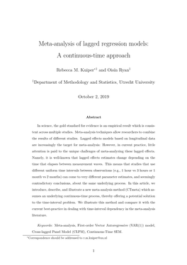 Meta-Analysis of Lagged Regression Models: a Continuous-Time Approach