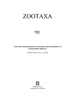 Zootaxa, Diptera, Chironomidae