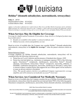 00745 Helidac (Bismuth Subsalicylate, Metronidazole, Tetracycline)