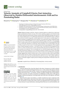 Velocity Anomaly of Campbell Glacier, East Antarctica, Observed by Double-Differential Interferometric SAR and Ice Penetrating Radar