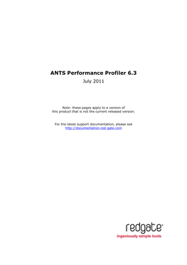 ANTS Performance Profiler 6.3 July 2011