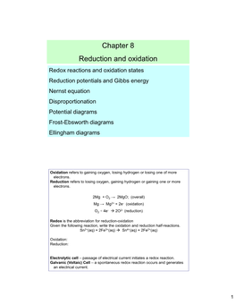 Chapter 8 Reduction and Oxidation