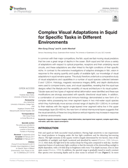 Complex Visual Adaptations in Squid for Specific Tasks in Different