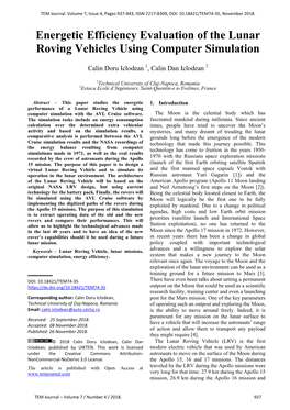 Energetic Efficiency Evaluation of the Lunar Roving Vehicles Using Computer Simulation