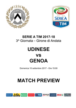 UDINESE Vs GENOA MATCH PREVIEW
