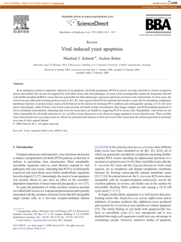 Viral Induced Yeast Apoptosis ⁎ Manfred J