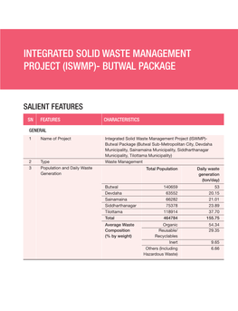 Integrated Solid Waste Management Project (Iswmp)- Butwal Package