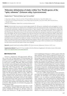 Molecular Delimitation of Clades Within New World Species of the "Spiny