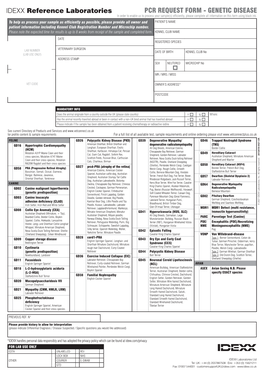 PCR REQUEST FORM - GENETIC DISEASE in Order to Enable Us to Process Your Sample(S) Efficiently, Please Complete All Information on This Form Using Black Ink