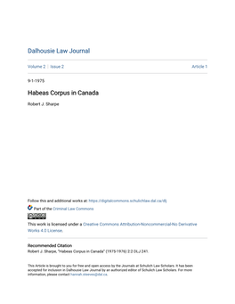 Habeas Corpus in Canada