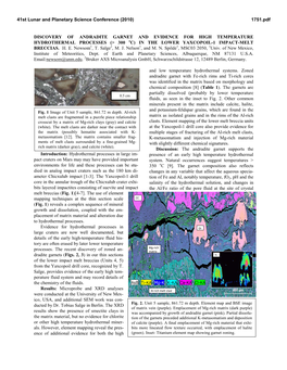 DISCOVERY of ANDRADITE GARNET and EVIDENCE for HIGH TEMPERATURE HYDROTHERMAL PROCESSES (> 300 Oc) in the LOWER YAXCOPOIL-1 IMPACT-MELT BRECCIAS