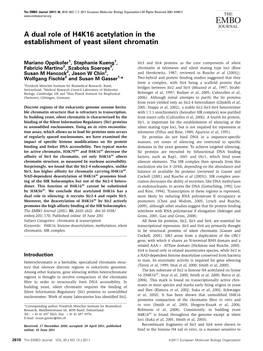 A Dual Role of H4K16 Acetylation in the Establishment of Yeast Silent Chromatin