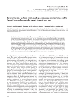 Environmental Factors-Ecological Species Group Relationships in The