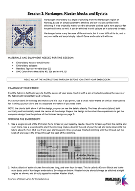 Hardanger: Kloster Blocks and Eyelets