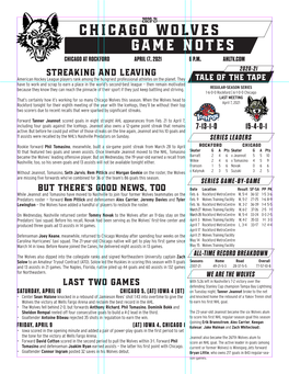 Chicaggo Wolves Game Notes