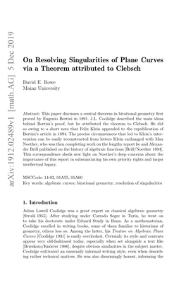 On Resolving Singularities of Plane Curves Via a Theorem Attributed to Clebsch