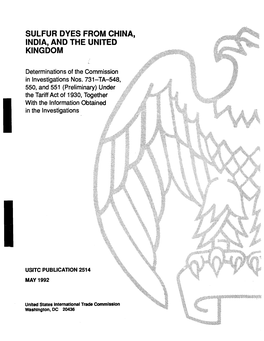 Sulfur Dyes from China, India, and the United Kingdom