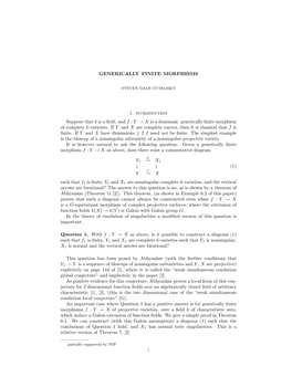 GENERICALLY FINITE MORPHISMS 1. Introduction