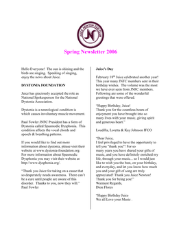 Spring Newsletter 2006