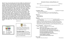 SEVENTH SUNDAY AFTER PENTECOST After This Jesus Went to the Other Side of the Sea of Galilee, Also Called the Sea of Tiberias