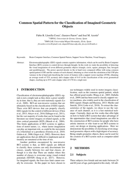 Common Spatial Pattern for the Classification of Imagined