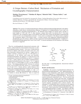 A Unique Barium-Carbon Bond: Mechanism of Formation and Crystallographic Characterization